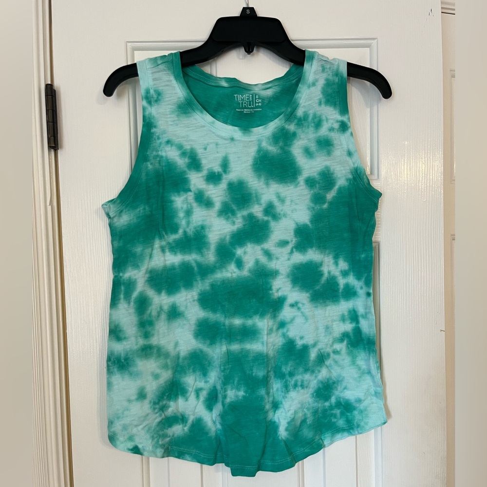Time and Tru Cute Green Summer Tie Dye Tank